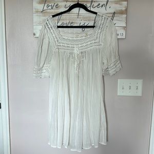 DOEN WHITE LACE SHEER DRESS SIZE XL